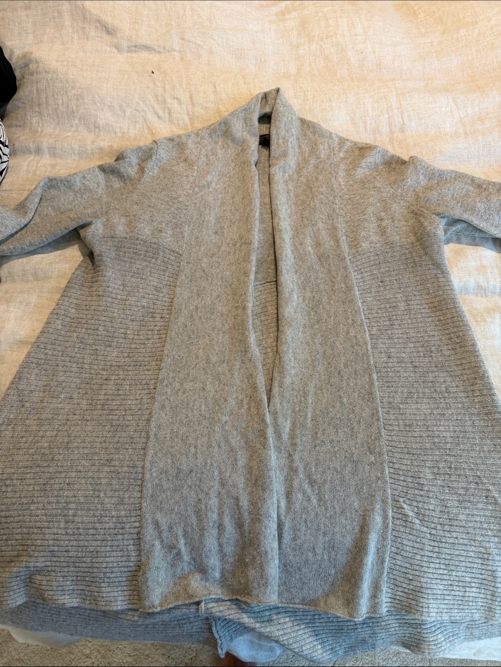 Charter Club Cashmere Light Gray Open Cardigan